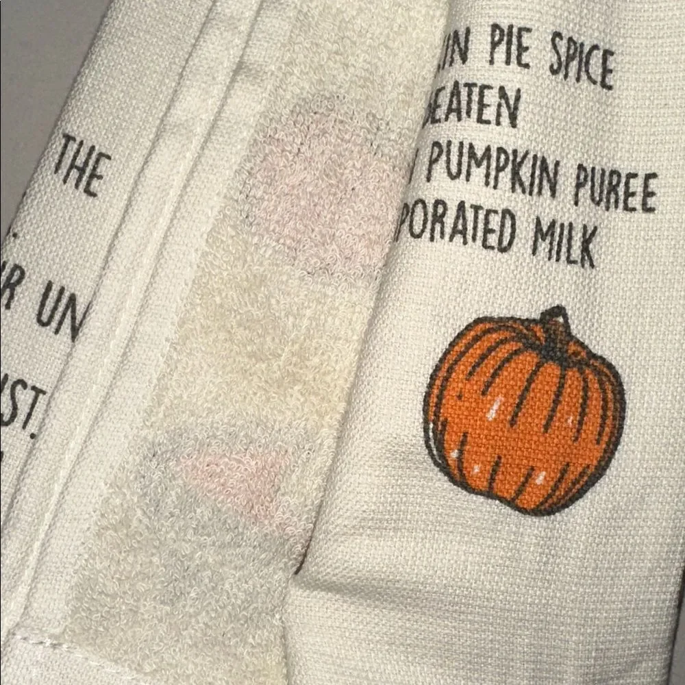 DC Ivory Orange Cotton Blend Fall Gigi’s Pumpkin Pie Recipe Kitchen Towels